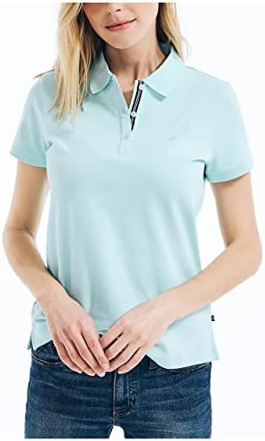 Nautica Womens 3 Button Short Sleeve Breathable 100  Cotton Polo Shirt