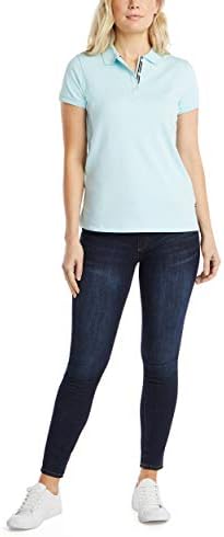 Nautica Womens 3 Button Short Sleeve Breathable 100  Cotton Polo Shirt