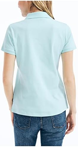 Nautica Womens 3 Button Short Sleeve Breathable 100  Cotton Polo Shirt