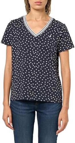 Nautica Womens Solid V Neck Short Sleeve T Shirt
