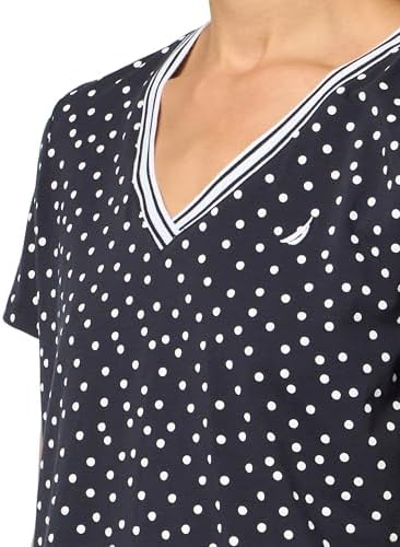 Nautica Womens Solid V Neck Short Sleeve T Shirt