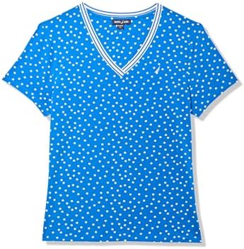 Nautica Womens Solid V Neck Short Sleeve T Shirt