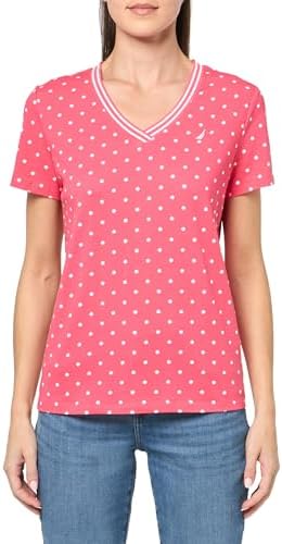 Nautica Womens Solid V Neck Short Sleeve T Shirt