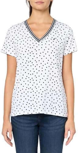 Nautica Womens Solid V Neck Short Sleeve T Shirt