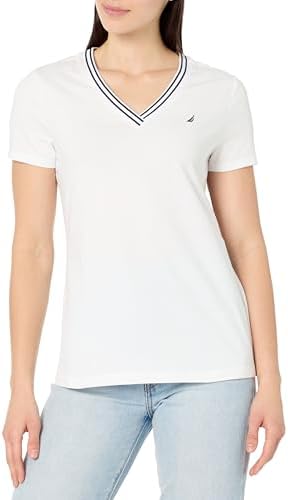 Nautica Womens Solid V Neck Short Sleeve T Shirt