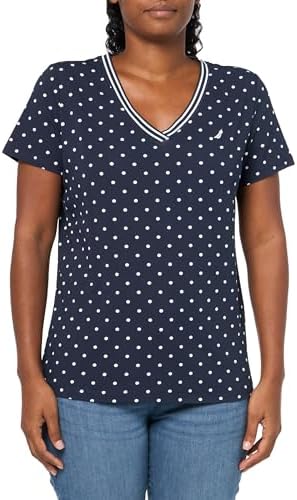 Nautica Womens Solid V Neck Short Sleeve T Shirt