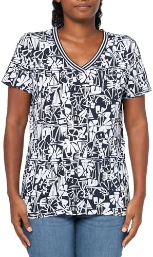 Nautica Womens Solid V Neck Short Sleeve T Shirt