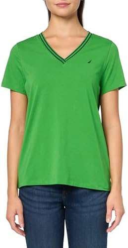 Nautica Womens Solid V Neck Short Sleeve T Shirt