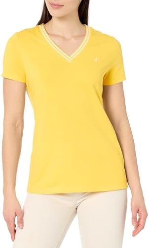 Nautica Womens Solid V Neck Short Sleeve T Shirt