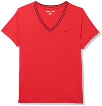 Nautica Womens Solid V Neck Short Sleeve T Shirt