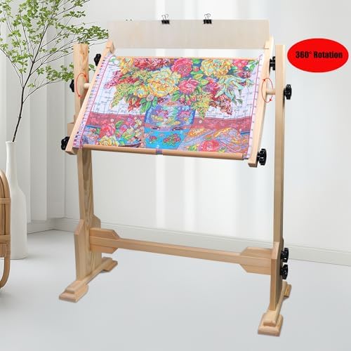 Needlework Table and Adjustable Embroidery Stand  Cross Stitch Hoop Stand  Beech Wood Tapestry Cross Stitch Embroidery Frame Holder 54 5x41 6 cm  21 5 x 16 3   and 112 5x41 6 cm  44 3 x 16 3  