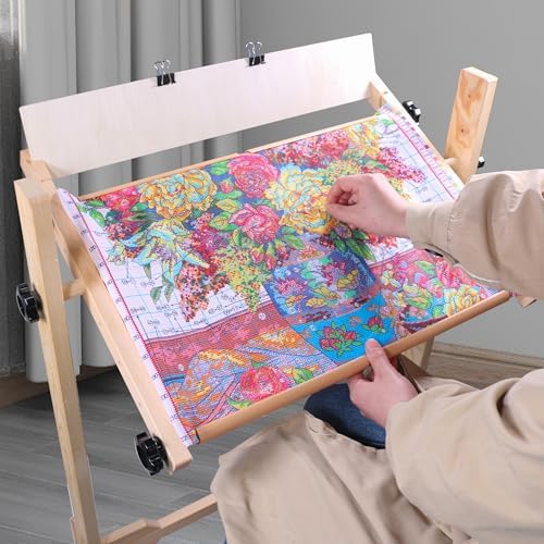 Needlework Table and Adjustable Embroidery Stand  Cross Stitch Hoop Stand  Beech Wood Tapestry Cross Stitch Embroidery Frame Holder 54 5x41 6 cm  21 5 x 16 3   and 112 5x41 6 cm  44 3 x 16 3  