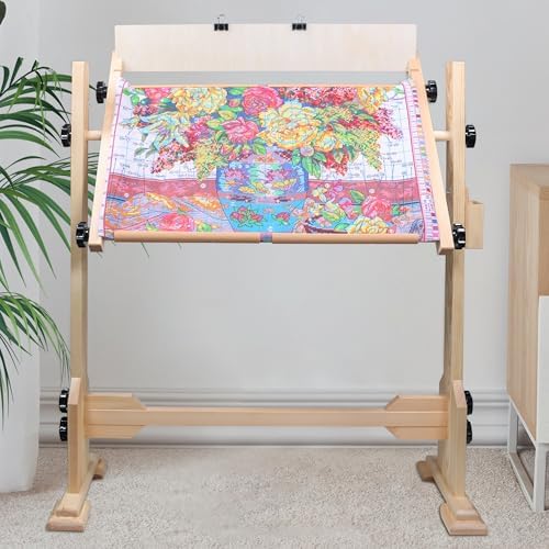 Needlework Table and Adjustable Embroidery Stand  Cross Stitch Hoop Stand  Beech Wood Tapestry Cross Stitch Embroidery Frame Holder 54 5x41 6 cm  21 5 x 16 3   and 112 5x41 6 cm  44 3 x 16 3  