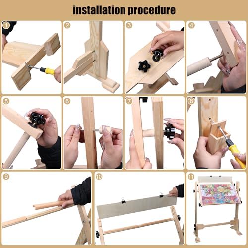 Needlework Table and Adjustable Embroidery Stand  Cross Stitch Hoop Stand  Beech Wood Tapestry Cross Stitch Embroidery Frame Holder 54 5x41 6 cm  21 5 x 16 3   and 112 5x41 6 cm  44 3 x 16 3  