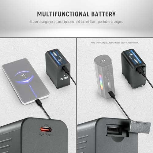 Neewer Basics 2Pcs NP F970 Replacement Batteries 7800mAh  Compatible with Sony NP F550 750 950 970 FX3 FX30 A7 Canon R5 Nikon Z8 Camera Camcorder LED Light Monitor  20W Type C PD Fast Charge  TP F970