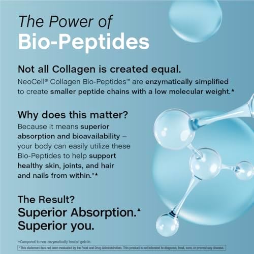 NeoCell Collagen Peptides Powder   22oz   Super Hair  Skin  and Nails   Superior Absorption   Grassfed Protein Supplement   Advanced with 18 Essential Amino Acids