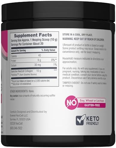 NeoCell Grassfed Collagen Peptides Powder   7 oz   Unflavored   for Women and Men   Hair  Skin  & Nails