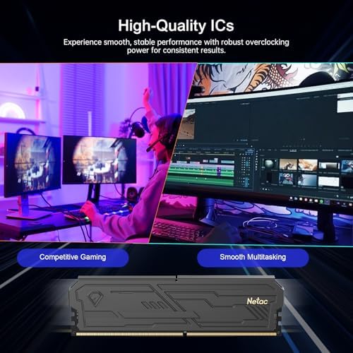 Netac DDR4 DRAM 32GB Kit  2x16GB  3200MHz XMP 2 0 Dual Channel RAM CL16  PC4 25600  1 35V 288 Pin Upgraded Aluminum Heat Sink Ideal for Gaming Computer Upgrade   Shadow III Series Black