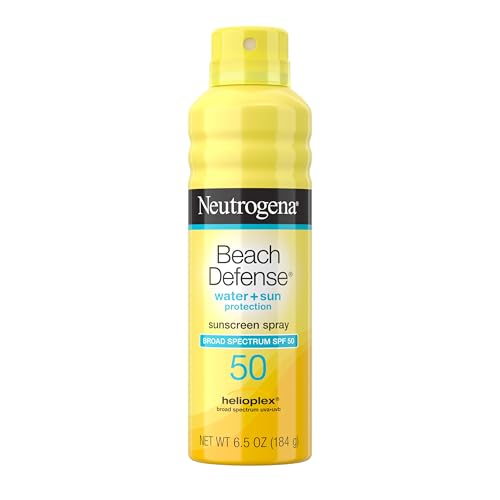 Neutrogena Beach Defense Sunscreen Spray Broad Spectrum SPF 50  6 5 Oz  Water Resistant  Fast Absorbing  Oxybenzone Free  Lightweight Sun Protection  Face and Body Sunscreen