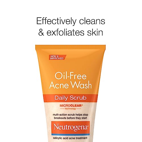 Neutrogena Oil Free Acne Face Wash with 2  Salicylic Acid  Daily Exfoliating Scrub & Acne Treatment for Oily  Acne Prone Skin  Clears Breakouts & Blackheads  4 2 fl  oz