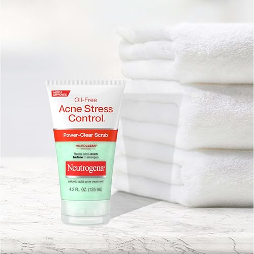 Neutrogena Oil Free Acne Stress Control Power Clear Scrub  2  Salicylic Acid for Acne Prone Skin  Exfoliating Daily Facial Scrub  4 2 fl  oz