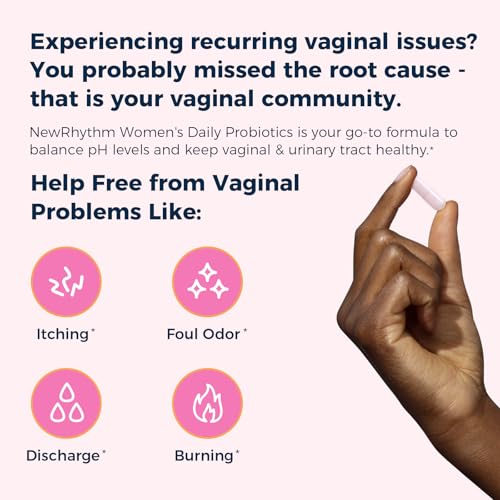 NewRhythm Womens Probiotics  Organic Cranberry for Womens Vaginal Health  50 Billion CFU 18 Strains  Probiotics and Prebiotics  Support Digestive Health  60 Vegan Capsules