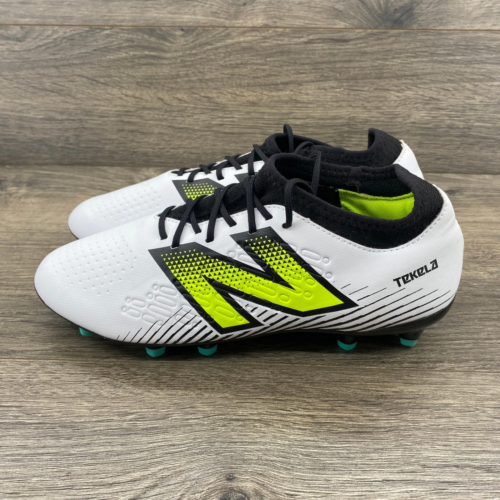New Balance Tekela Magique V4 FG Soccer Cleats Mens Sz 8 White Neon Green