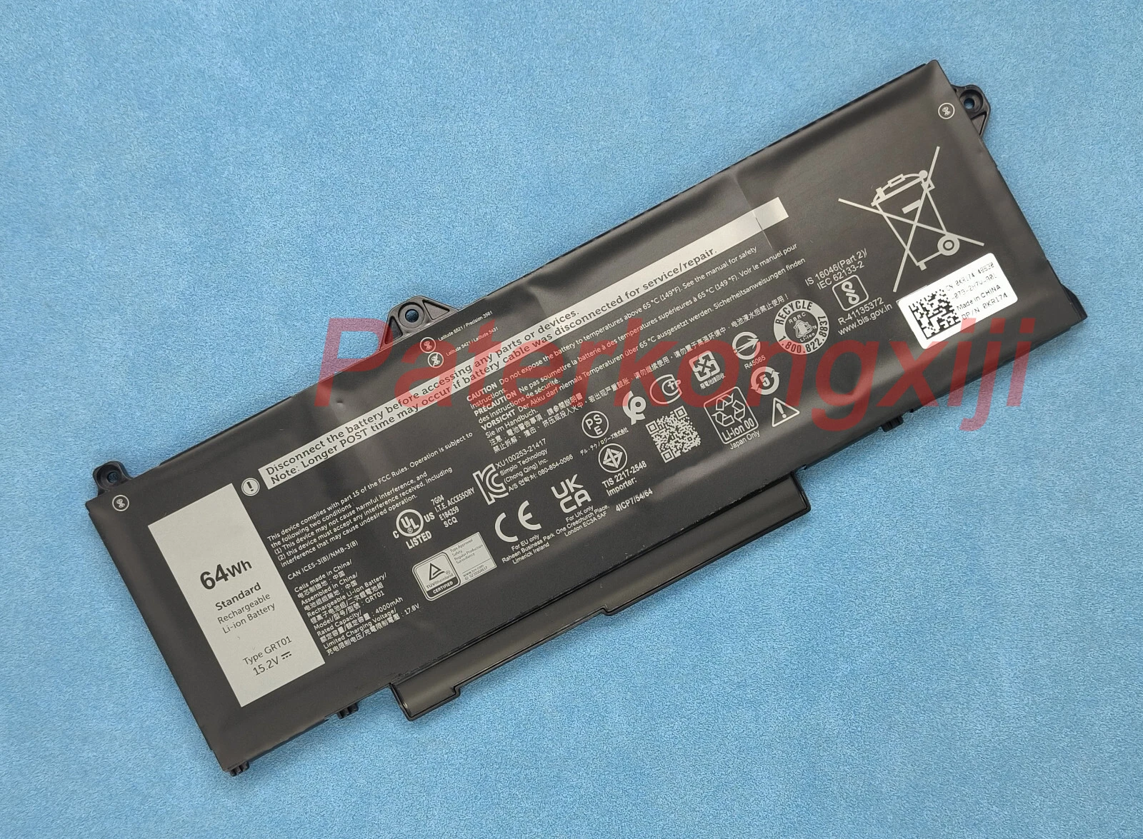 Batería GRT01 de 64 Wh para Dell Latitude 5421, 5431, 5521, 5531, Prec 3561, 3571 y 3470