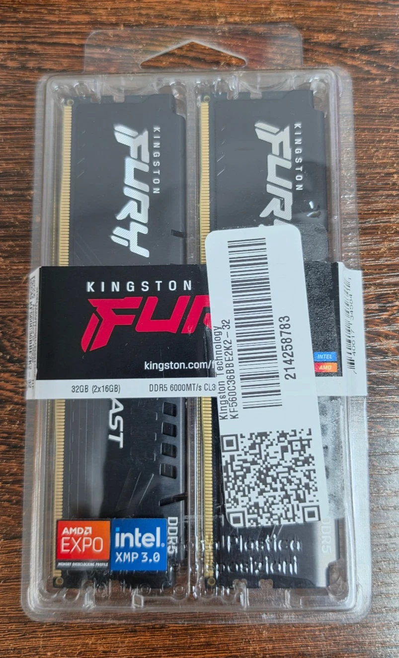 New Kingston FURY Beast 32GB Ram  2x16GB  DDR5 6000MT/s CL36 KF560C36BBEK2 32