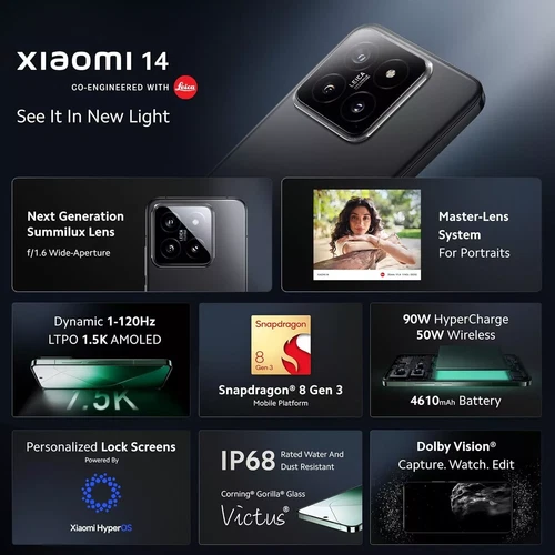 New Xiaomi 14 5G 256/512GB/1TB 50MP Android Snapdragon8 Gen3 OctaCore Smartphone