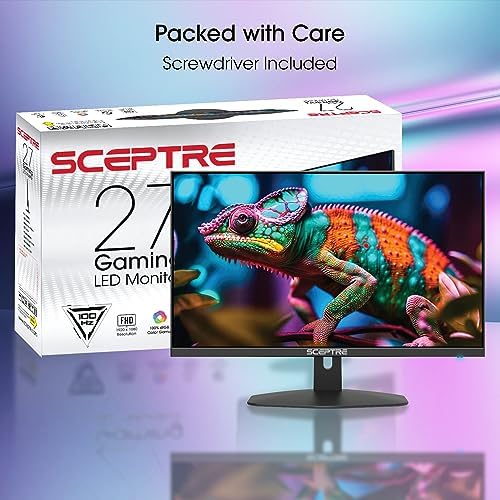 New  Sceptre 27 inch Gaming Monitor 100Hz 1ms DisplayPort HDMI x2 100  sRGB AMD FreeSync Build in Speakers  Eye Care Frameless Machine Black 2025  E275W FW100T Series 