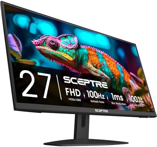 New  Sceptre 27 inch Gaming Monitor 100Hz 1ms DisplayPort HDMI x2 100  sRGB AMD FreeSync Build in Speakers  Eye Care Frameless Machine Black 2025  E275W FW100T Series 