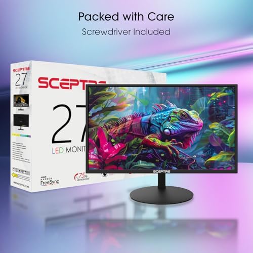 New  Sceptre 27 inch Gaming Monitor 100Hz 1ms DisplayPort HDMI x2 100  sRGB AMD FreeSync Build in Speakers  Eye Care Frameless Machine Black 2025  E275W FW100T Series 