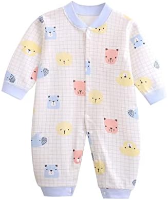 Newborn Baby Boys Romper Cotton Bodysuit Long Sleeve Lace Up Jumpsuit Outfits Clothes  b Sky Blue  3 6 Months 