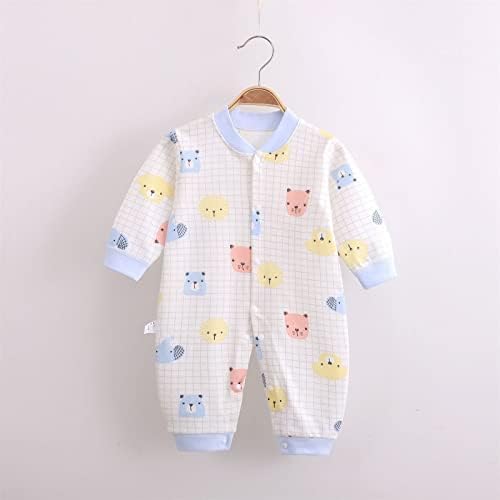 Newborn Baby Boys Romper Cotton Bodysuit Long Sleeve Lace Up Jumpsuit Outfits Clothes  b Sky Blue  3 6 Months 