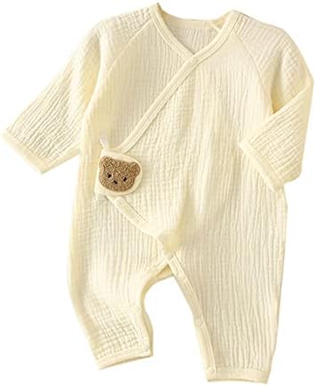 Newborn Baby Boys Romper Cotton Bodysuit Long Sleeve Lace Up Jumpsuit Outfits Clothes  b Sky Blue  3 6 Months 