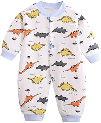 Newborn Baby Boys Romper Cotton Bodysuit Long Sleeve Lace Up Jumpsuit Outfits Clothes  b Sky Blue  3 6 Months 