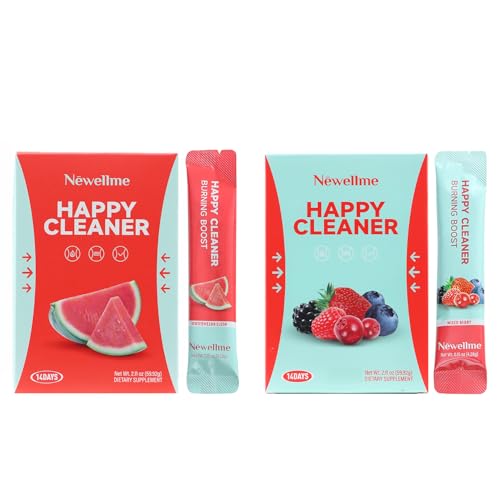 Newellme Happy Cleaner Powder Probiotics Prebiotic & Probiotic Powder  Organic Fiber  Sugar Free  Herbs for Bloat  Gut Health  Digestive Health for Men Women  28days  Watermelon Blue Raspberry 