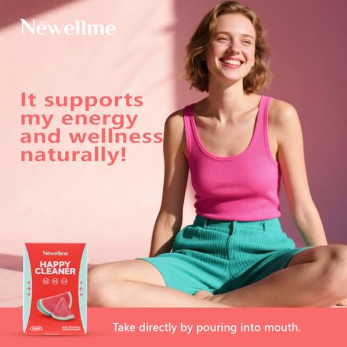 Newellme Happy Cleaner Powder Probiotics Prebiotic & Probiotic Powder  Organic Fiber  Sugar Free  Herbs for Bloat  Gut Health  Digestive Health for Men Women  28days  Watermelon Blue Raspberry 