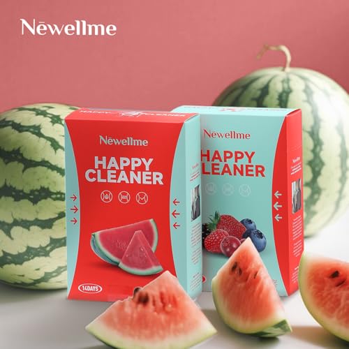 Newellme Happy Cleaner Powder Probiotics Prebiotic & Probiotic Powder  Organic Fiber  Sugar Free  Herbs for Bloat  Gut Health  Digestive Health for Men Women  28days  Watermelon Blue Raspberry 