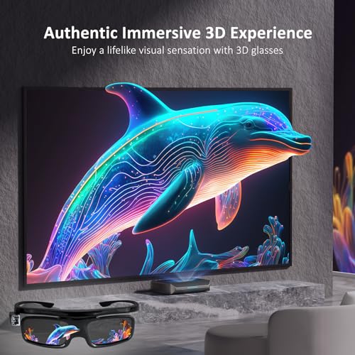 NexiGo Aurora Pro Bundle  Ultra Short Throw 4K Tri Color Laser TV  Home Theater Laser TV  with 100 Fresnel Screen/DLP Link 3D Glasses  2Pack 