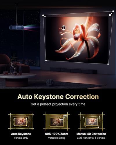 NexiGo PJ40 Ultra Outdoor Projector  Compatible with Netflix/YouTube/Prime Video  800 ANSI Lumens  AI Image Enhancement  Native 1080p Video Projector  20W Speaker  Auto Keystone