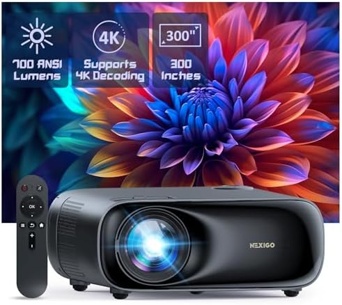 NexiGo PJ40  Gen 3  Projector with WiFi and Bluetooth  D65 Calibrated  Native 1080P  4K Supported  Projector for Outdoor Movies  20W Speakers  Home Theater  Compatible w/TV Stick  iOS  Android