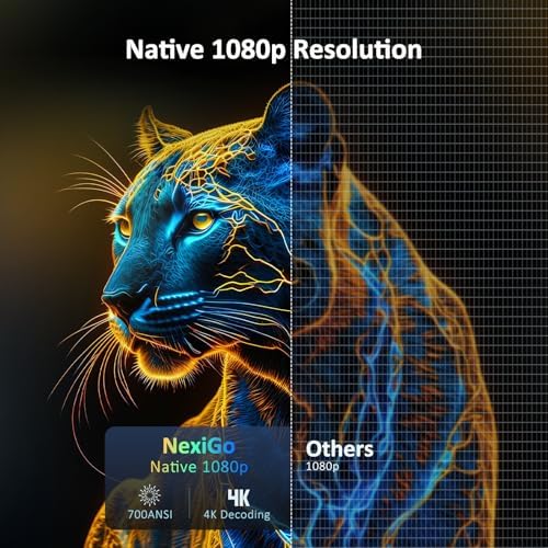NexiGo PJ40  Gen 3  Projector with WiFi and Bluetooth  D65 Calibrated  Native 1080P  4K Supported  Projector for Outdoor Movies  20W Speakers  Home Theater  Compatible w/TV Stick  iOS  Android