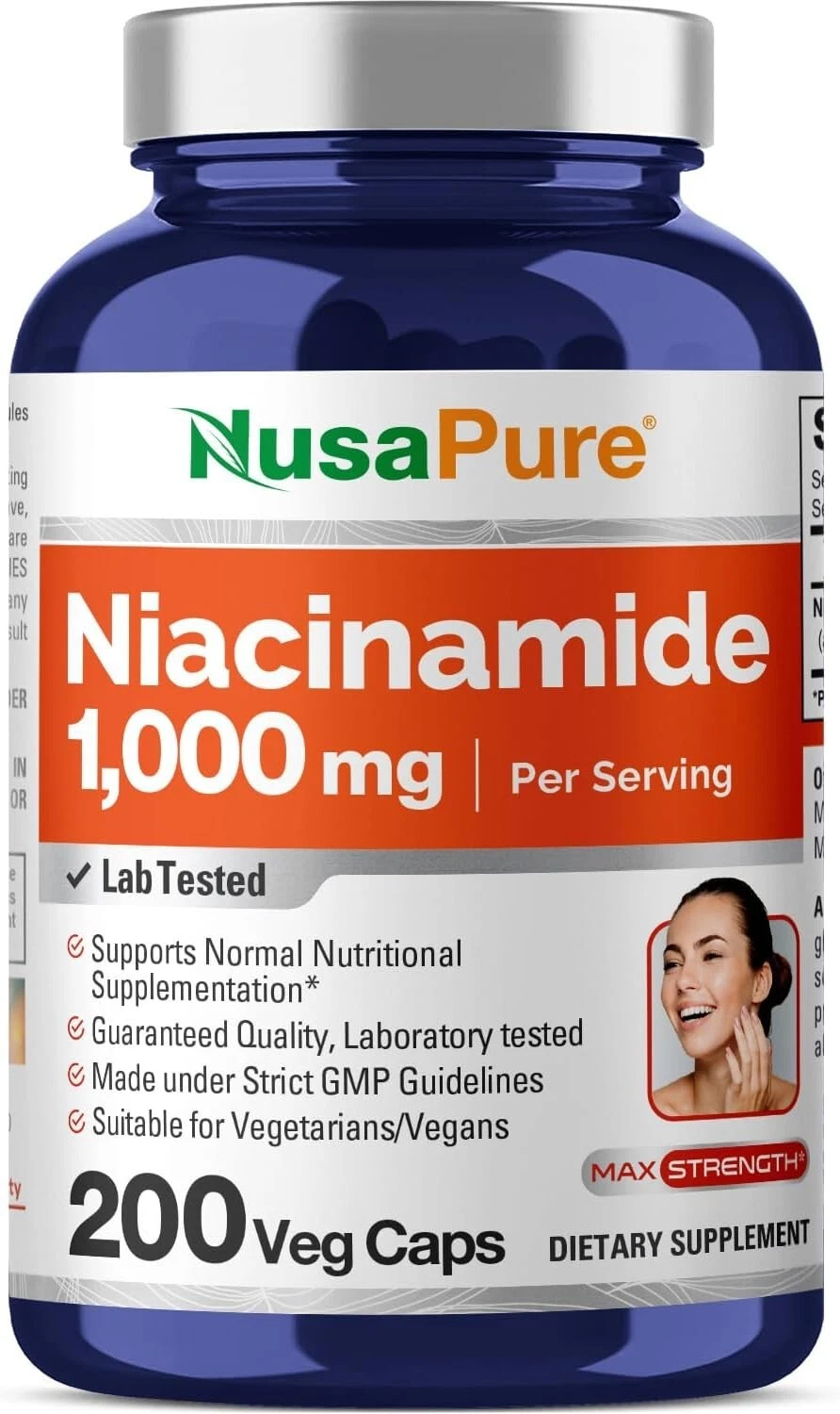 Niacinamida 1000mg  Energía Metabolismo  Salud de la piel  Restauración celular