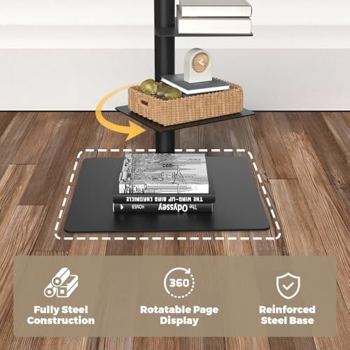 Nidouillet 9 Tier Metal Spine Bookshelf  Adjustable Vertical Tower for Books  Tall & Narrow Ladder Bookcase  Space Saving Multipurpose Corner Storage Shelf  Display Stand  Tool Free Assembly  Black