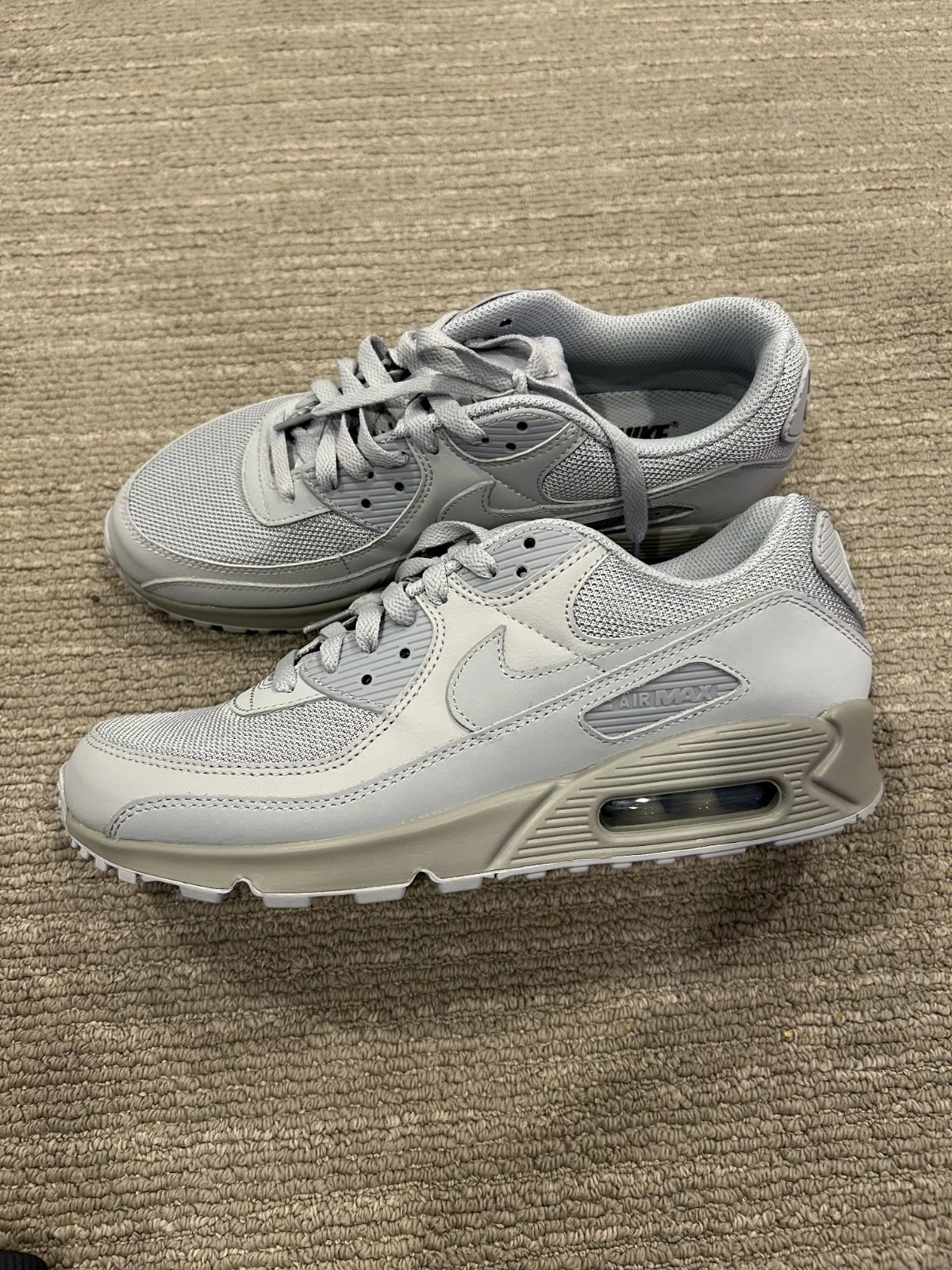 Nike Air Max 90 Grey Suede/leather Size 9 1/2 Men s  Brand New 