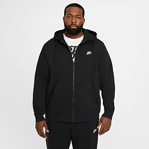Talla L, Nike Mens Sportswear Club Fleece Full Zip Hoodie  Fleece Zip Up Hoodie Men  Black/Black/White  L