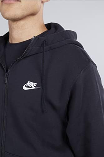 Talla L, Nike Mens Sportswear Club Fleece Full Zip Hoodie  Fleece Zip Up Hoodie Men  Black/Black/White  L