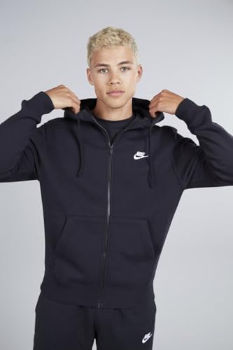 Talla L, Nike Mens Sportswear Club Fleece Full Zip Hoodie  Fleece Zip Up Hoodie Men  Black/Black/White  L